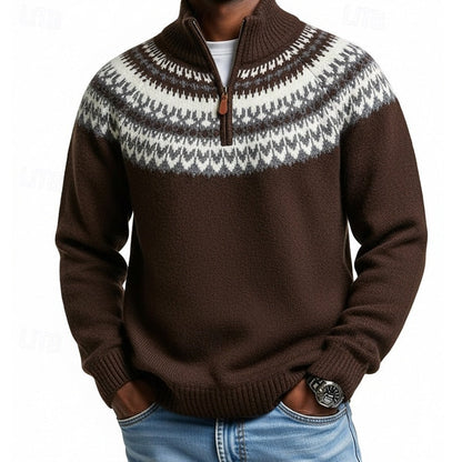 Gray Half Zip Sweater for Men | Autumn Layering