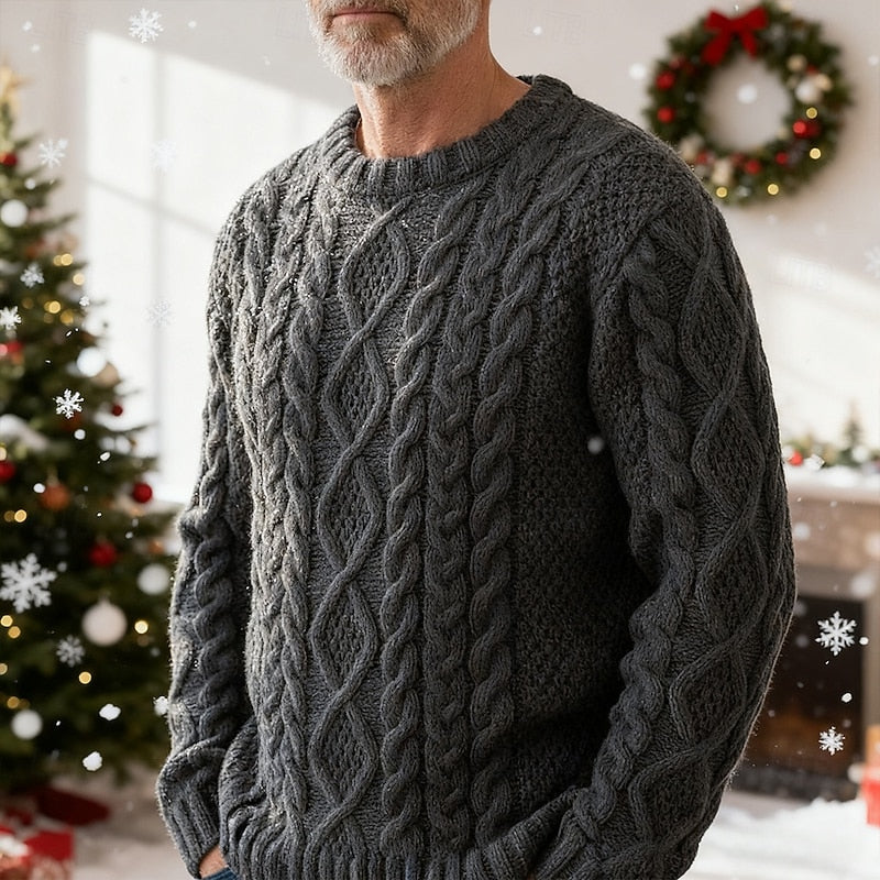 Cable Knit Sweater for Women | Crew Neck Insulated Warm Winter Layer