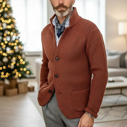 Button Front Cardigan for Men | Funnel Neck Insulated Autumn Layering