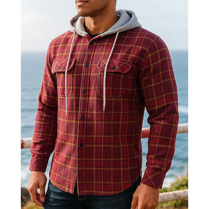 Plaid Shacket for Men | Hooded Warm Winter Layer