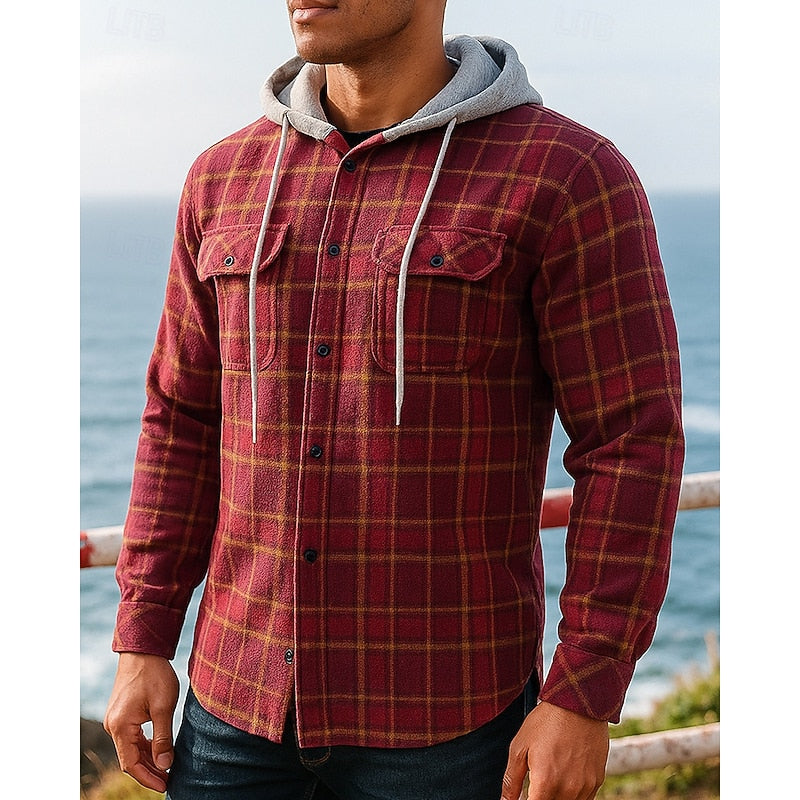 Plaid Shacket for Men | Hooded Warm Winter Layer