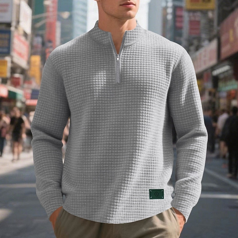 Half Zip Sweatshirt for Men | Funnel Neck Warm Winter Layer