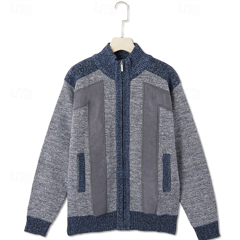 Classic Cardigan for Men | Funnel Neck Full Zip Cold Weather Ready