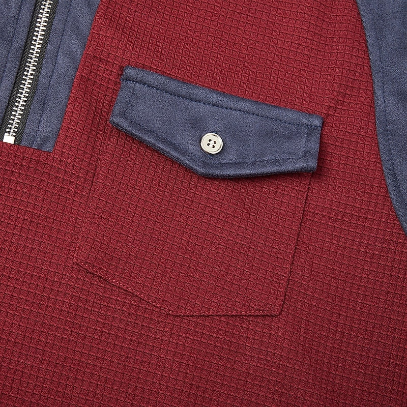 Wine Half Zip Sweater for Men | Warm Winter Layer