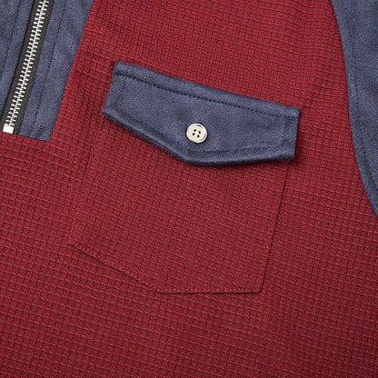 Wine Half Zip Sweater for Men | Warm Winter Layer