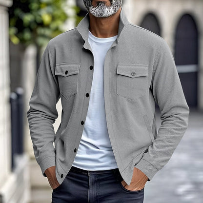 Warm Winter Jacket for Men | Ribbed Button Front Cold Weather Ready