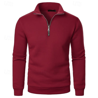 Gray Half Zip Sweater for Men | Funnel Neck Warm Winter Layer