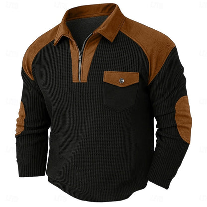 Wine Half Zip Sweater for Men | Warm Winter Layer