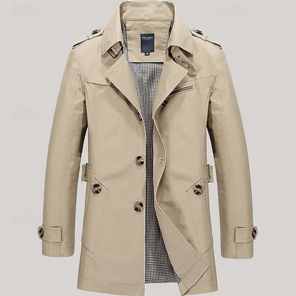 Cosy Trench Coat for Men | Button Front Autumn Layering