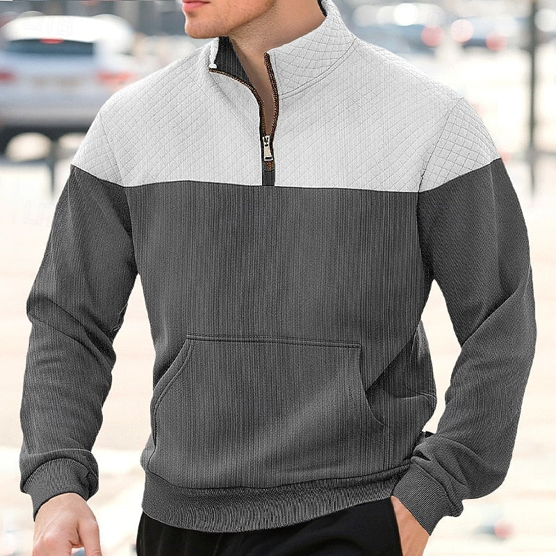 Oversized Sweater for Men | Ribbed Half Zip Warm Winter Layer