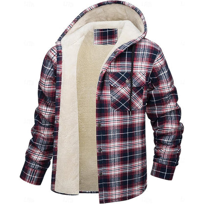 Plaid Shacket for Men | Hooded Button Front Winter Outerwear
