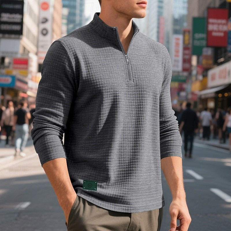 Half Zip Sweatshirt for Men | Funnel Neck Warm Winter Layer