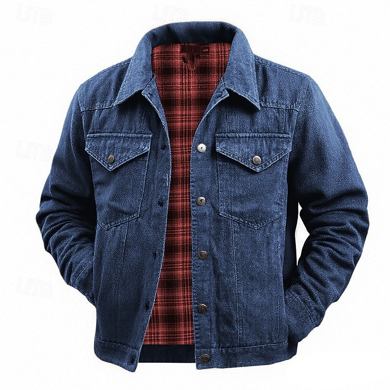 Plaid Winter Jacket for Women | Button Front Lapel Collar Cold Weather Ready
