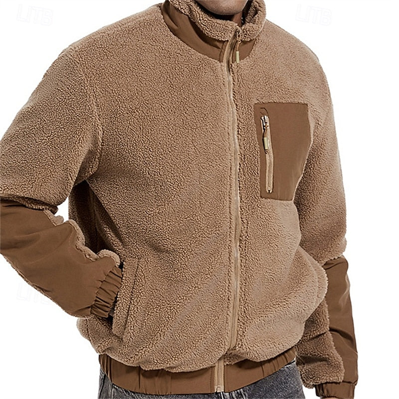 Full Zip Fleece Jacket for Men | Oversized Funnel Neck Cosy Winter Style