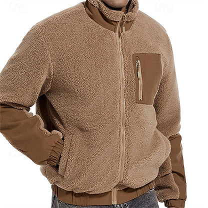 Full Zip Fleece Jacket for Men | Oversized Funnel Neck Cosy Winter Style