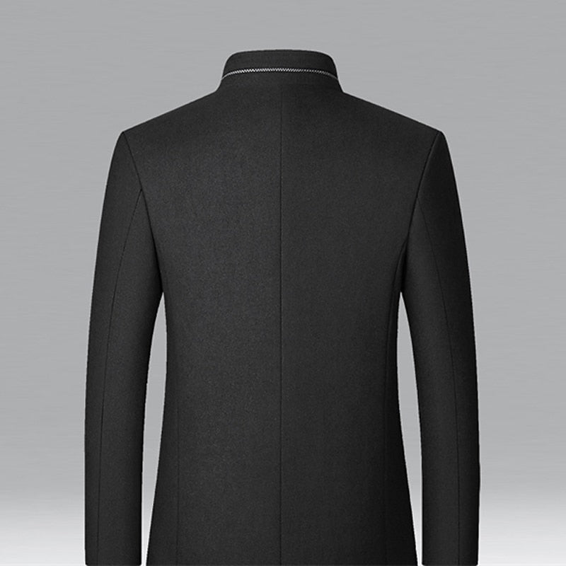 Funnel Neck Winter Coat for Men | Button Front Cold Weather Ready