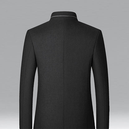 Funnel Neck Winter Coat for Men | Button Front Cold Weather Ready