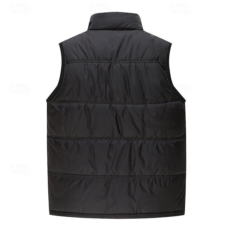 Fleece Lined Puffer Jacket for Men | Button Front Insulated Winter Outerwear