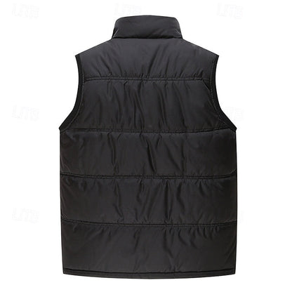 Fleece Lined Puffer Jacket for Men | Button Front Insulated Winter Outerwear