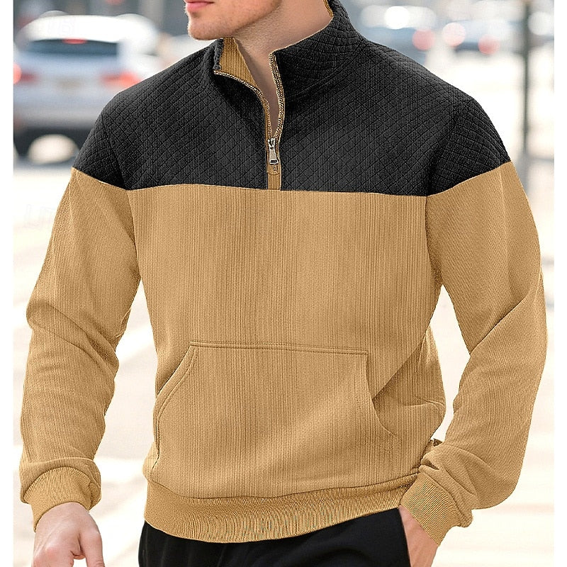 Oversized Sweater for Men | Ribbed Half Zip Warm Winter Layer