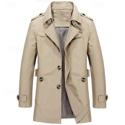 Cosy Trench Coat for Men | Button Front Autumn Layering