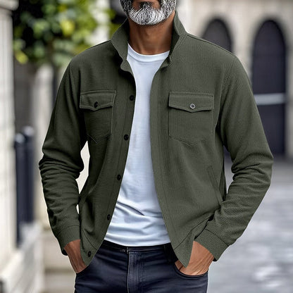 Warm Winter Jacket for Men | Ribbed Button Front Cold Weather Ready