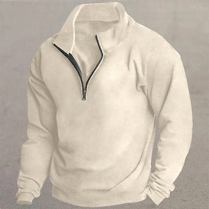 White Half Zip Sweater for Men | Cold Weather Ready