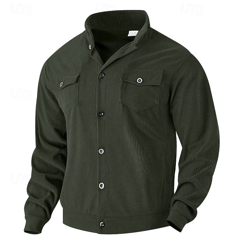 Warm Winter Jacket for Men | Ribbed Button Front Cold Weather Ready