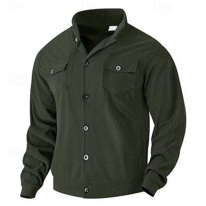 Warm Winter Jacket for Men | Ribbed Button Front Cold Weather Ready
