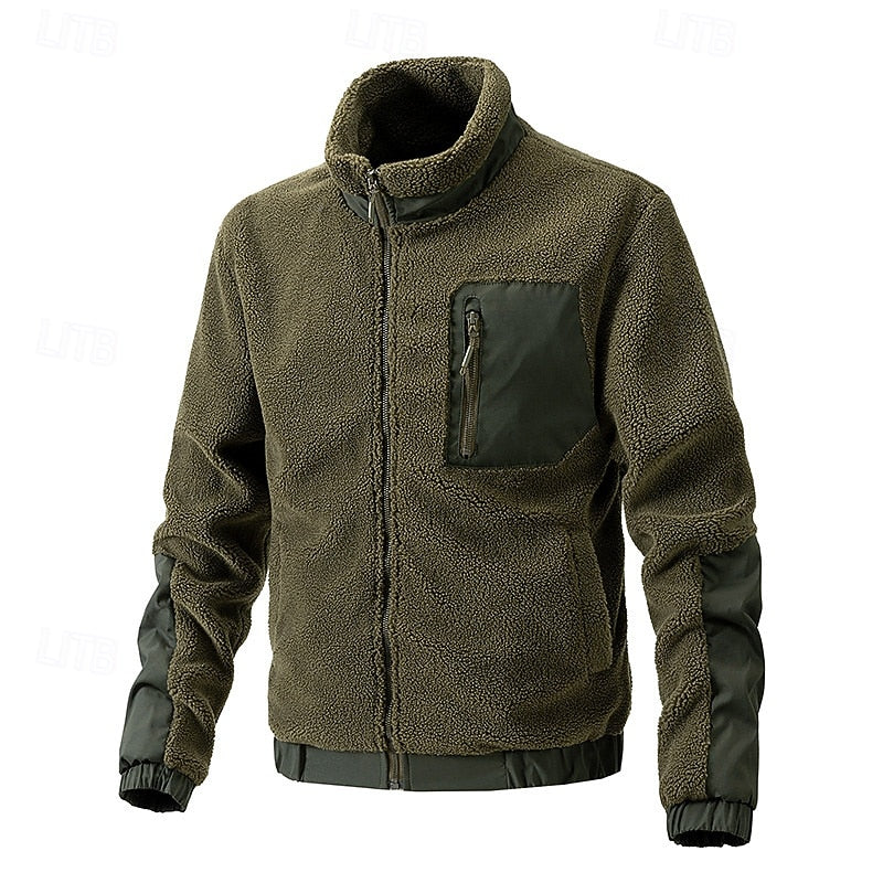 Full Zip Fleece Jacket for Men | Oversized Funnel Neck Cosy Winter Style