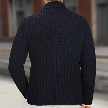 Button Front Cardigan for Men | Ribbed Funnel Neck Autumn Layering