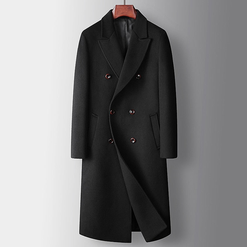 Double Breasted Winter Coat for Men | Lapel Collar Insulated Cold Weather Ready