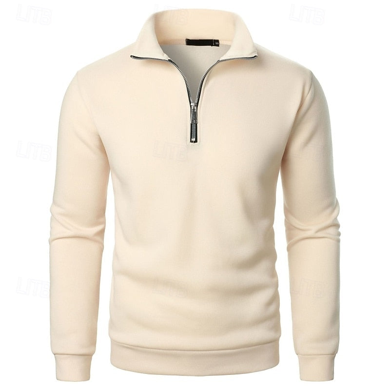 Gray Half Zip Sweater for Men | Funnel Neck Warm Winter Layer