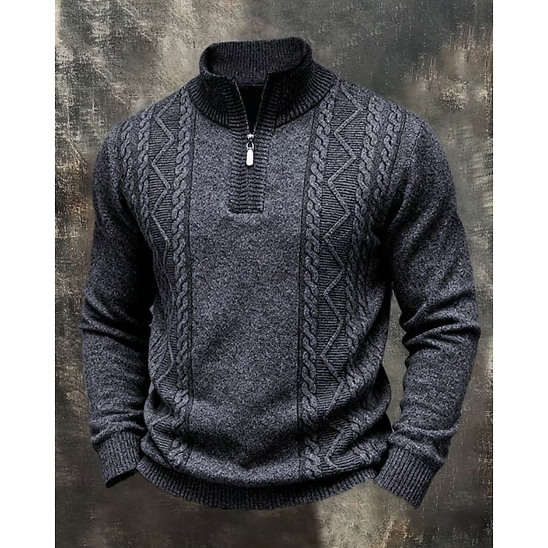Half Zip Sweater for Men | Ribbed Warm Winter Layer