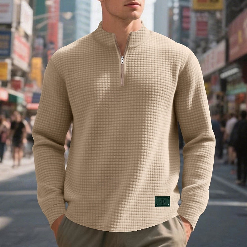 Half Zip Sweatshirt for Men | Funnel Neck Warm Winter Layer
