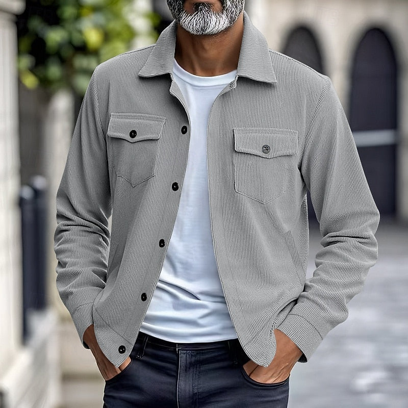 Warm Winter Jacket for Men | Ribbed Button Front Cold Weather Ready