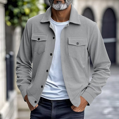 Warm Winter Jacket for Men | Ribbed Button Front Cold Weather Ready