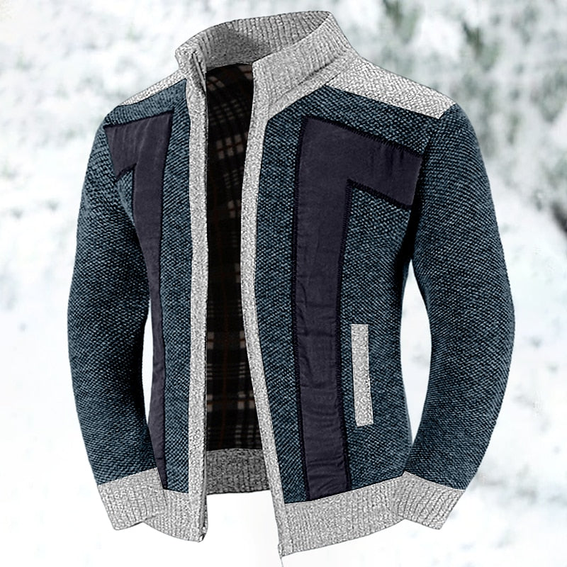 Classic Cardigan for Men | Funnel Neck Full Zip Cold Weather Ready