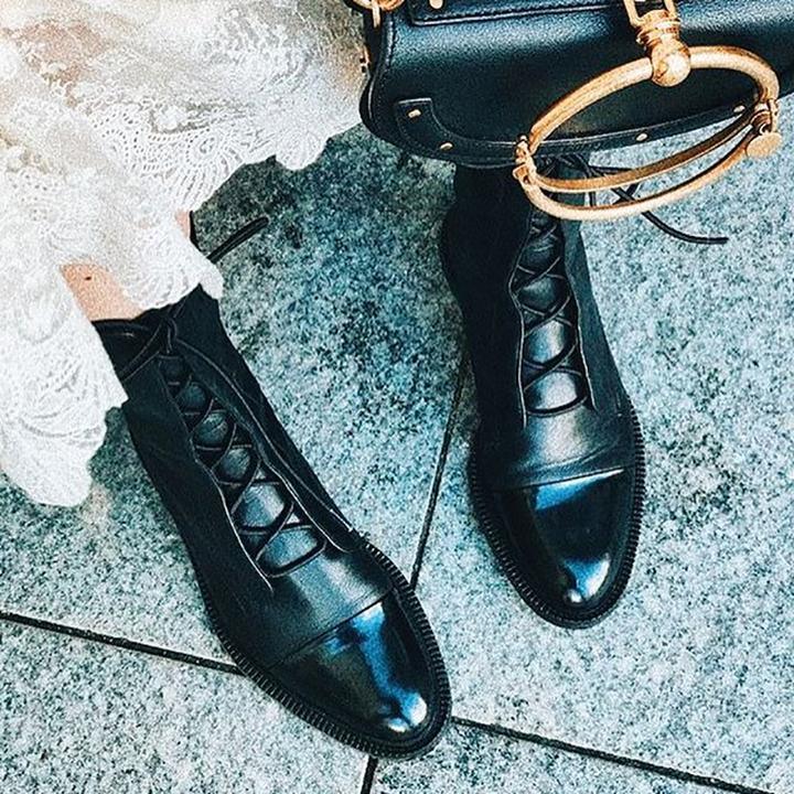 Classic Mid Calf Boots for Women | Lace Up Flat Warm Winter Style