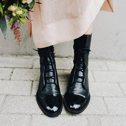 Classic Mid Calf Boots for Women | Lace Up Flat Warm Winter Style