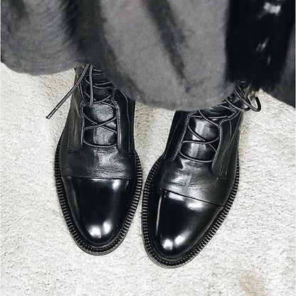 Classic Mid Calf Boots for Women | Lace Up Flat Warm Winter Style