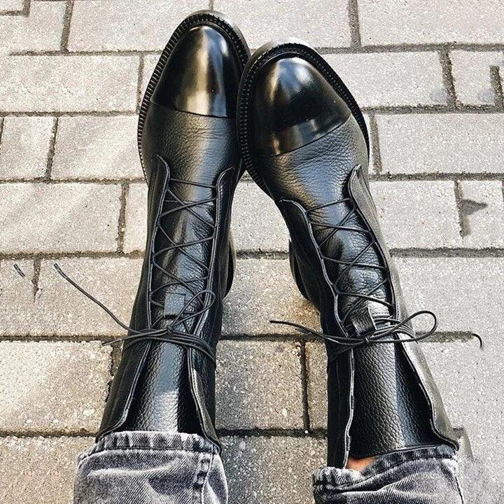 Classic Mid Calf Boots for Women | Lace Up Flat Warm Winter Style
