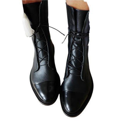 Classic Mid Calf Boots for Women | Lace Up Flat Warm Winter Style