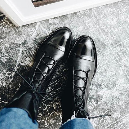Classic Mid Calf Boots for Women | Lace Up Flat Warm Winter Style