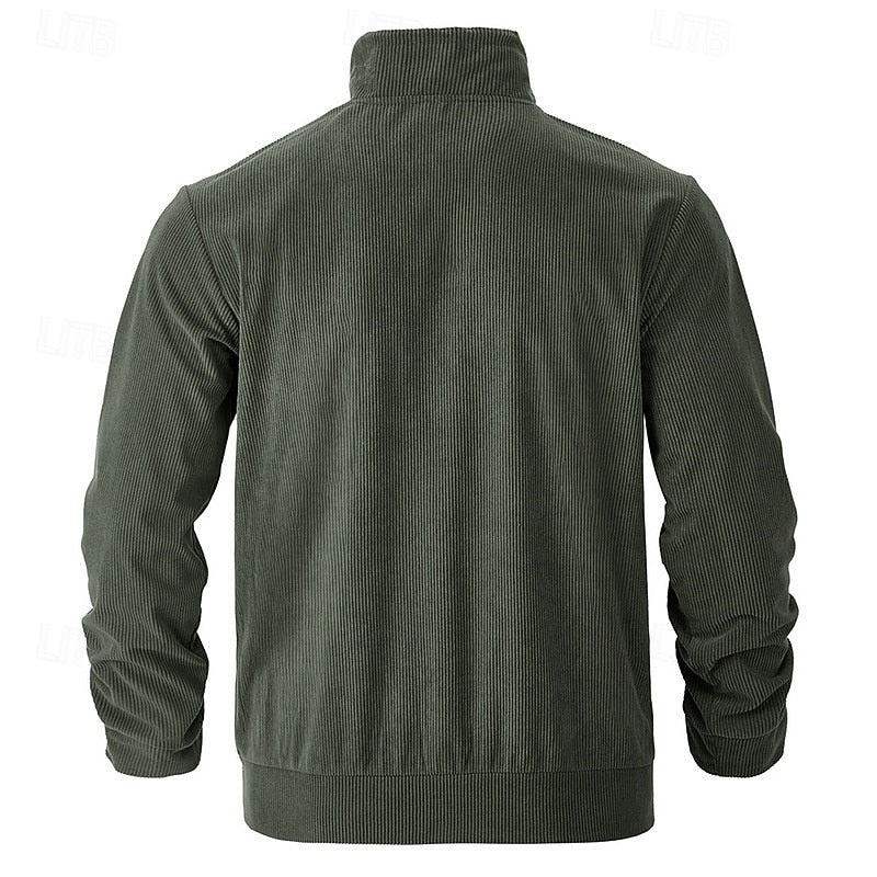 Warm Winter Jacket for Men | Ribbed Button Front Cold Weather Ready