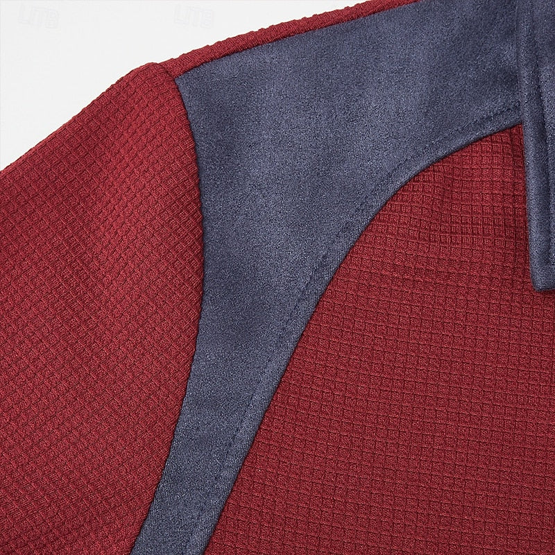 Wine Half Zip Sweater for Men | Warm Winter Layer