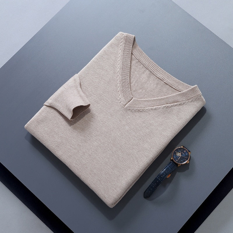 Cosy Sweater for Men | V Neck Autumn Layering