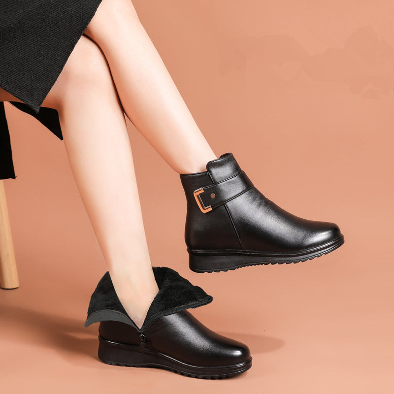 Everyday Ankle Boots for Women | Buckle Strap Warm Winter Style