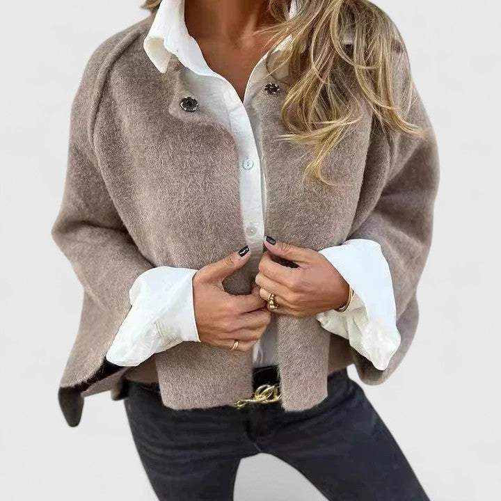 Turtleneck Winter Jacket for Women | Button Front Autumn Layering