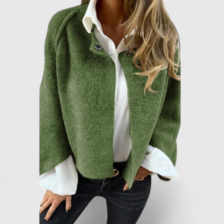 Turtleneck Winter Jacket for Women | Button Front Autumn Layering